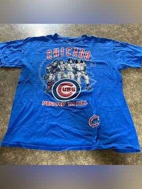 Liquid Blue Chicago Cubs KISS Blue Cotton Graphic Men's T-Shirt Size L